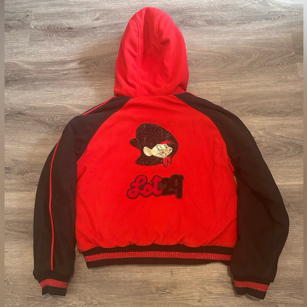 Vintage Y2K Speedy Gonzales Lot 29  Red/Black/Blue Faux Fur Bomber Jacket Sz XL